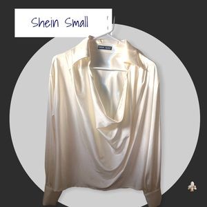 Woman’s Cream Satin Dress Blouse New Size Small